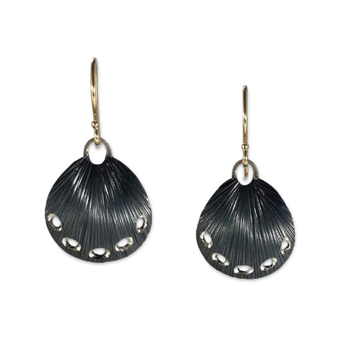 Shell Earrings | Gold, Oxidized Sterling Silver | Handmade Fine Jewelry by Susan Mahlstedt Shell Earrings | Gold, Oxidized Sterling Silver | Handmade Fine Jewelry by Susan Mahlstedt