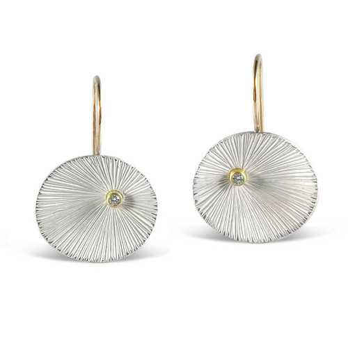 Bright Scoops Earrings | Gold, Sterling Silver, Diamonds | Handmade Fine Jewelry by Susan Mahlstedt Bright Scoops Earrings | Gold, Sterling Silver, Diamonds | Handmade Fine Jewelry by Susan Mahlstedt