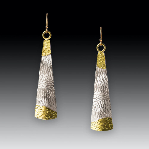 Textured Pyramids | Gold, Sterling Silver | Handmade Art Fine Jewelry by Susan Mahlstedt Textured Pyramids | Gold, Sterling Silver | Handmade Art Fine Jewelry by Susan Mahlstedt