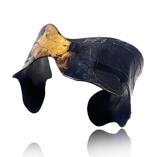 Harbinger Cuff | 24 Karat Gold, Steel | Handmade Art Jewelry by Bette Barnett