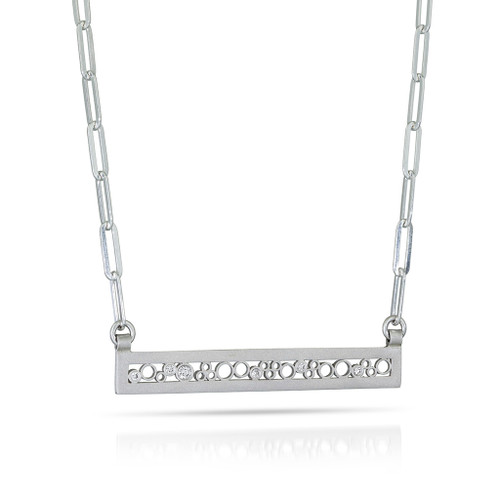 Luz Horizontal Bar Pendant | Sterling Silver, Diamonds | Contemporary Jewelry by Belle Brooke Bare