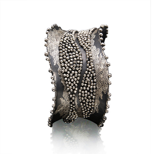 Silver Terrain Cuff Bracelet | Oxidized Silver | Handmade Art Jewelry by So Young Park