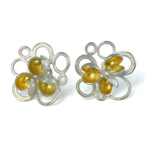Sterling Disk Earrings, Modern Art Jewelry by Liaung-Chung Yen