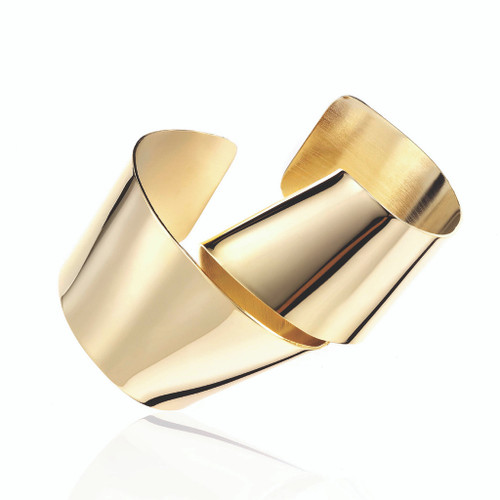 Gold Plated To Twist Cuff | Modern Art Jewelry by Mia Hebib