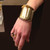 Patina Finished Brass Wilted Cuff on Model | Art Jewelry by Mia Hebib