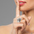 De'Solanum Ring on model, Modern Art Jewelry by Aleksandra Vali | Oxidized or Sandblasted Sterling Silver with a Black or White Freshwater Pearl De'Solanum Ring on model, Modern Art Jewelry by Aleksandra Vali | Oxidized or Sandblasted Sterling Silver with a Black or White Freshwater Pearl