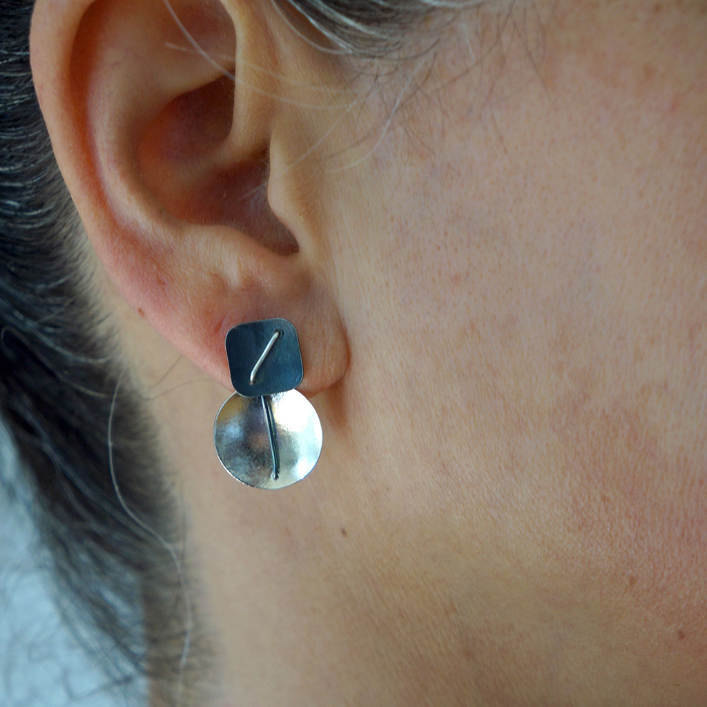 Suzanne Schwartz Art Jewelry | Circle And Square Earrings