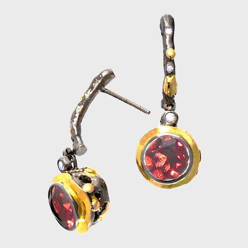 Garnet and diamond drop earrings Clearance