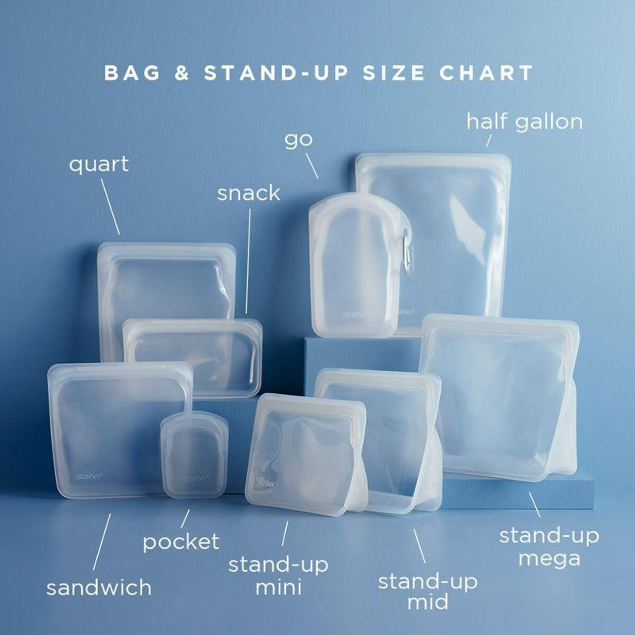 Stasher reusable silicon half gallon or quart bag – We Fill Good