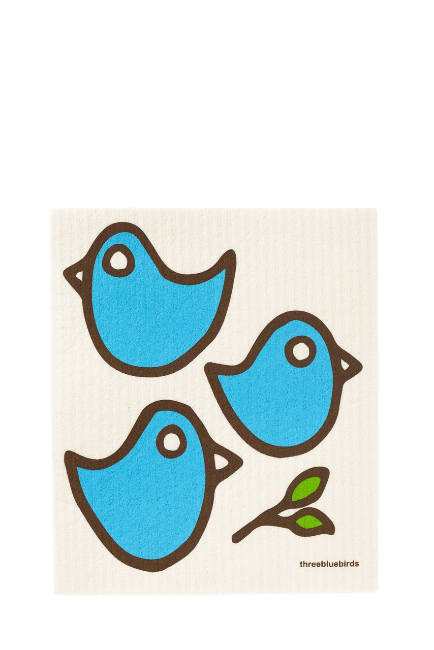 swedish dishcloth THREE BLUEBIRDS - Eco Candle Co.