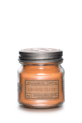 8oz soy eco candle in retro mason jar ORANGE CLOVE