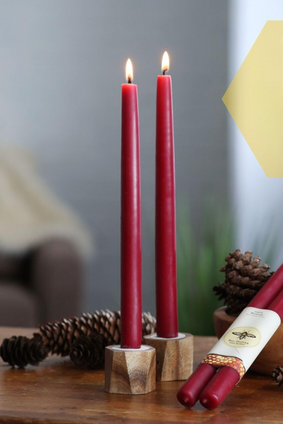 beeswax tapers 12" RED BD