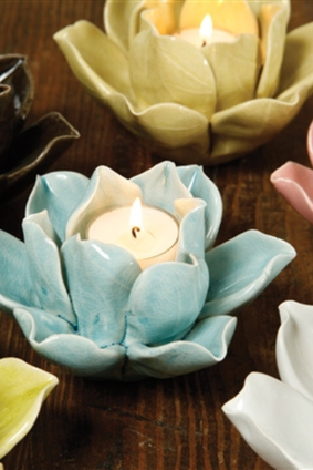 tea light holder LOTUS TEAL
