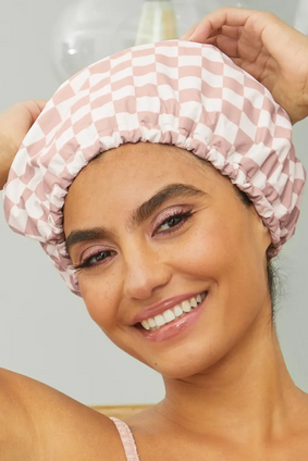 luxury flexi shower cap CHECKERED