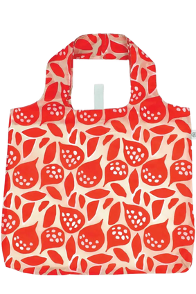 reusable shopping bag with red fig design