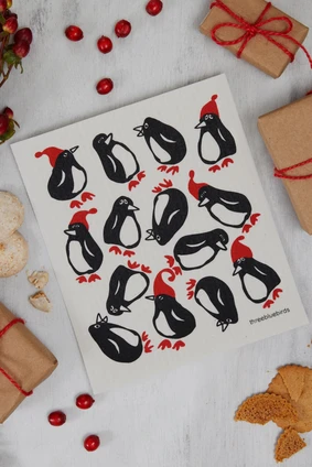 swedish dishcloth MERRY PENGUINS