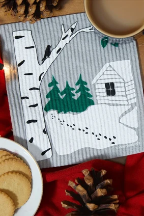 swedish dishcloth SNOWY CABIN