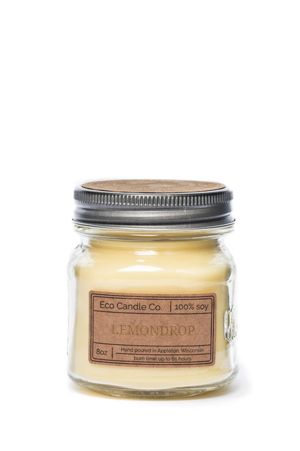 8oz soy eco candle in retro mason jar LEMONDROP