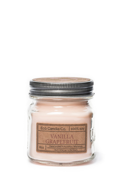 8oz soy eco candle in retro mason jar VANILLA GRAPEFRUIT