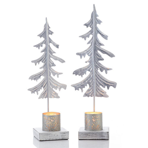 candle holder SILVER PINE SMALL