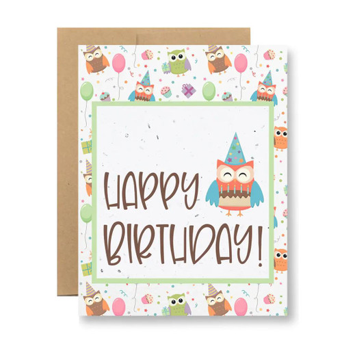 seedy card OWL HAPPY BIRTHDAY