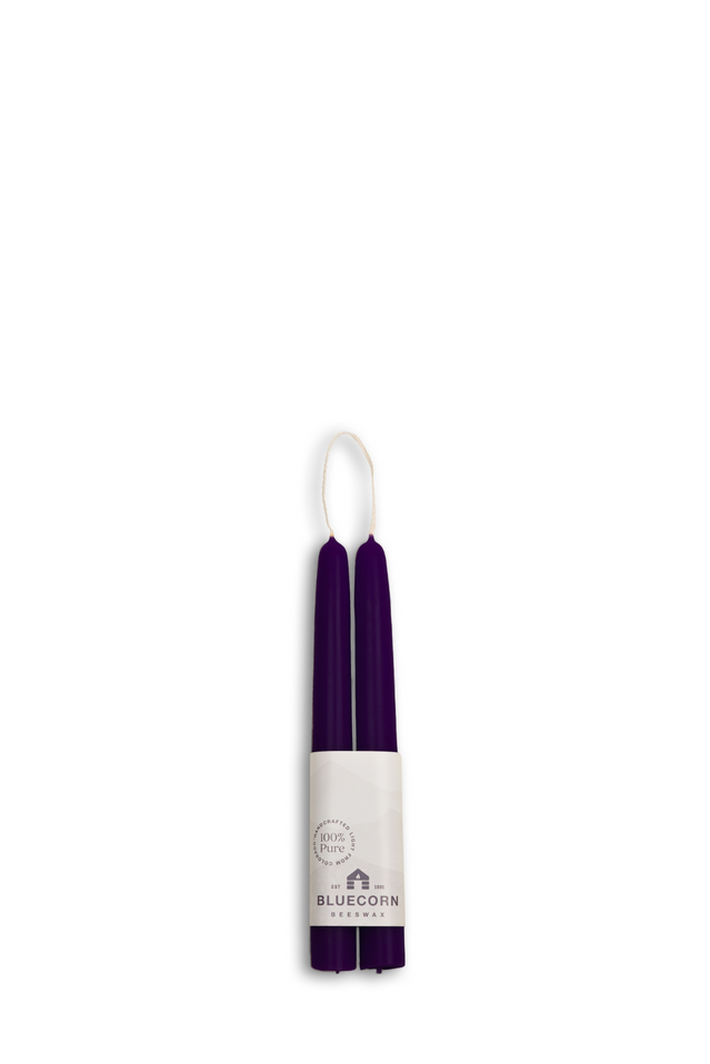 beeswax tapers 8" EGGPLANT