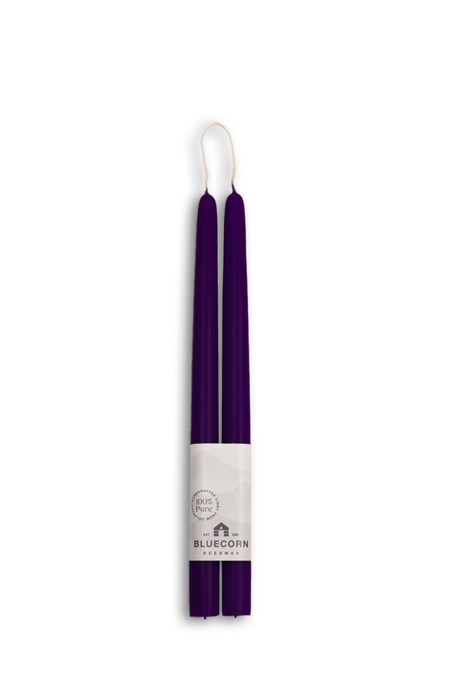 beeswax tapers 12" EGGPLANT