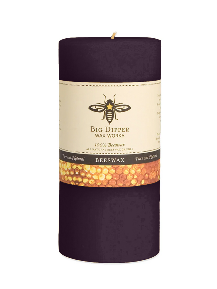 beeswax pillar 6" EGGPLANT BD