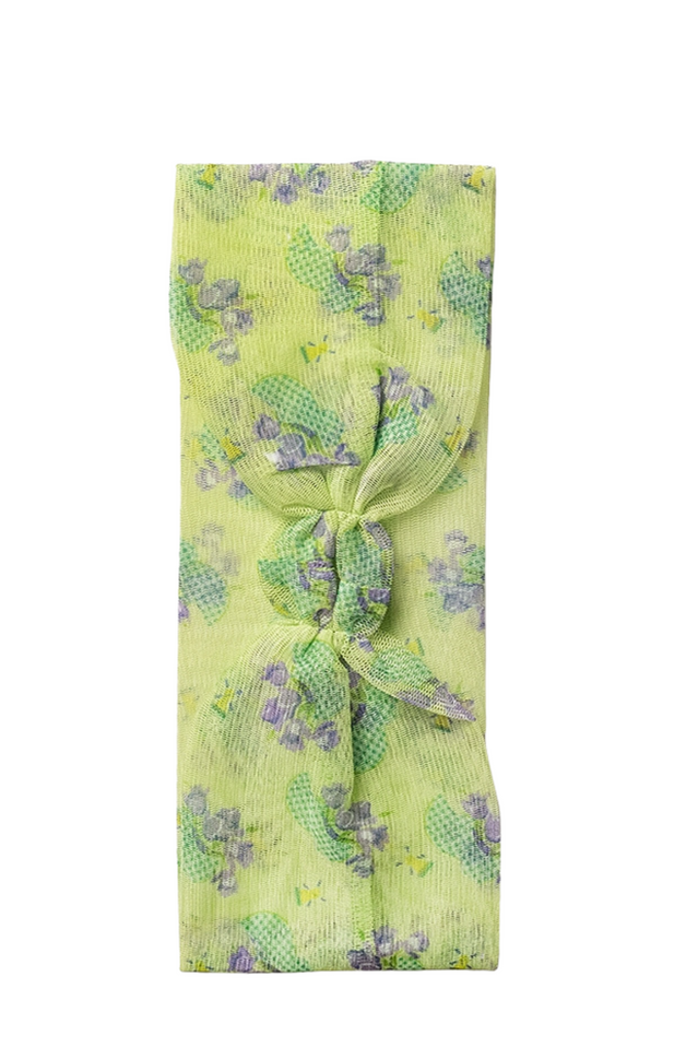 georgette headband GREEN FLOWERS