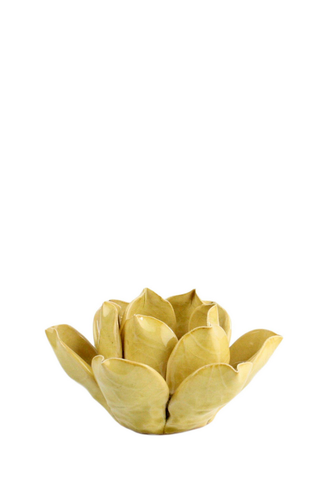 tea light holder LOTUS YELLOW