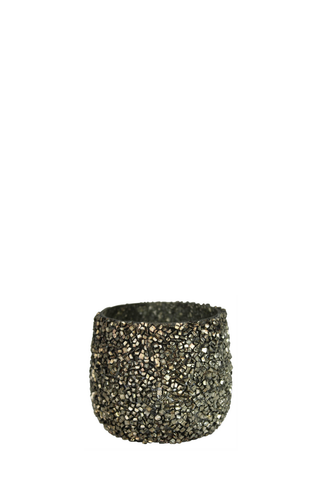 candle holder BEADED SILVER