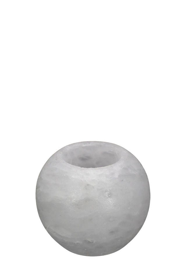 himalayan salt tea light holder GLOBE WHITE