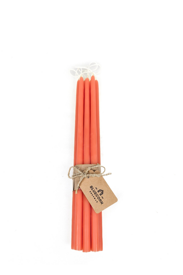 beeswax tapers thin 12" APRICOT