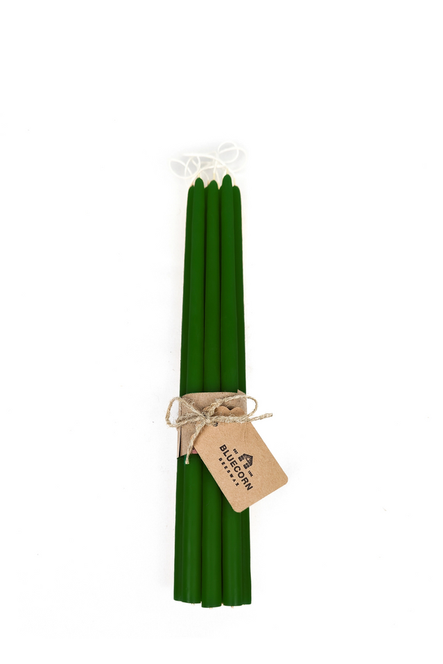 beeswax tapers thin 12" MOSS