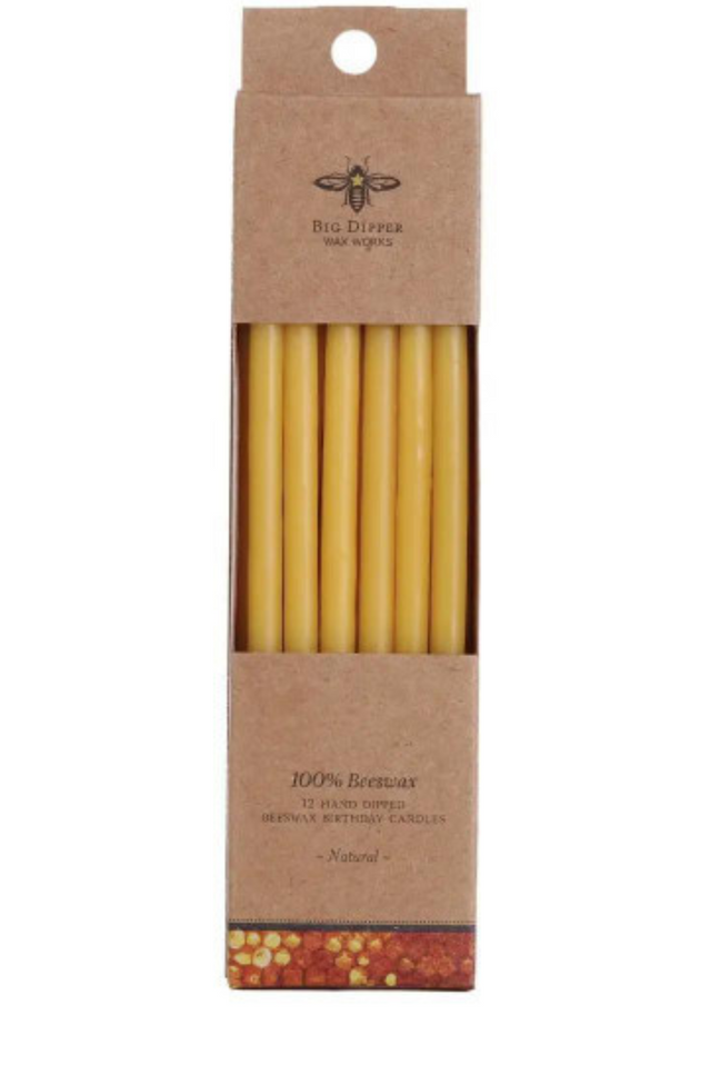 beeswax birthday candles TALL NATURAL