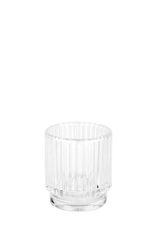 candle holder RIBBED GLASS CLEAR