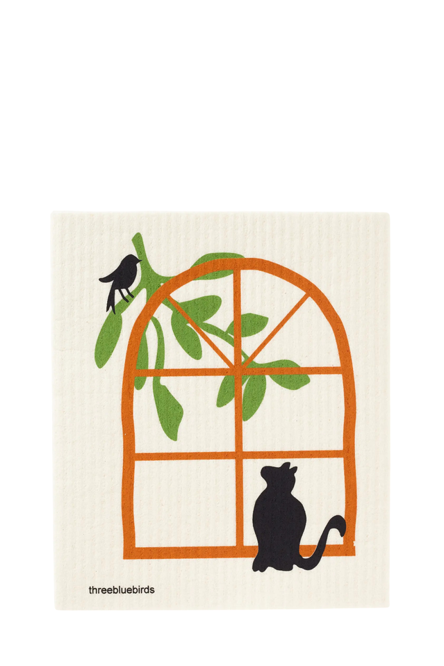 swedish dishcloth CAT IN WINDOW