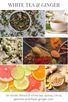 WHITE TEA & GINGER scent description: An exotic blend of white tea, spices, citrus, jasmine and freshly cut ginger root.