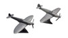 Royal Hampshire pewter aircraft set featuring the, Hurricane, and Spitfire; handcrafted solid pewter military models