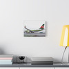 Past Wings and Future Skies Canvas Print — Manx Airbus A220 Plane Wall Art