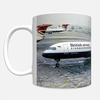 Rear view of fictional British Airways Airbus A220 Negus livery aviation mug