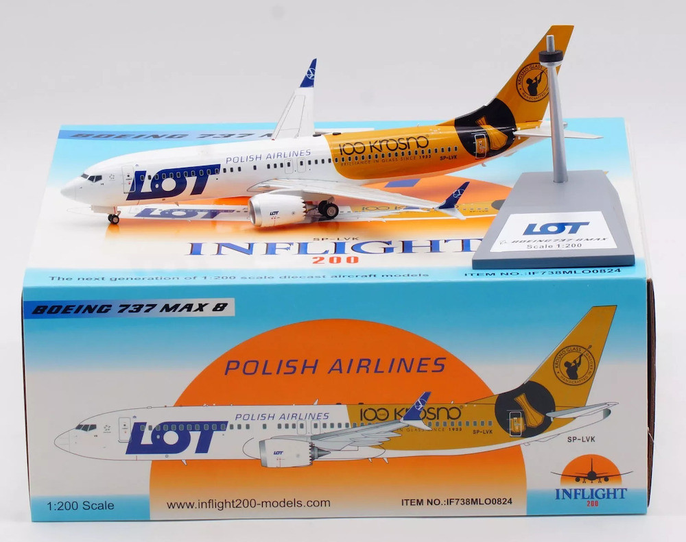 Modellino Aereo InFlight 200 &ndash; LOT Polish Airlines Boeing 737-8 MAX SP-LVK &ndash; Scala 1:200