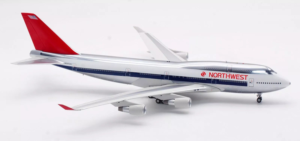 WB Models Northwest Airlines Boeing 747-400 N665US Polished Scale