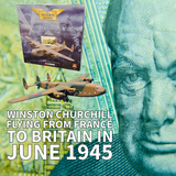 Winston Churchill flying from France to Britain in June 1945
