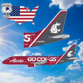 Gemini Jets Alaska Airlines & Horizon Air Univ. of Washington "Go Cougs" Embraer ERJ175LR  N661QX Scale 1/400 GJASA2250