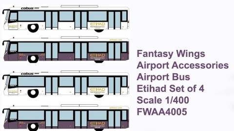 Fantasy Wings Airport Accessories Airport Bus Etihad Set of 4 Scale 1/400 FWAA4005