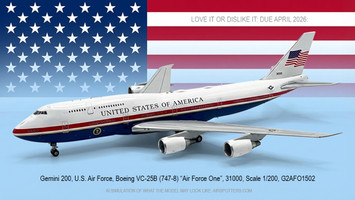 The Gemini 200 U.S. Air Force VC-25B “Air Force One” 31000 Boeing 747-8 model in 1:200 scale captures the newest chapter in that story.
