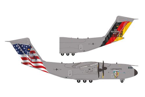 Herpa Wings Airbus A400M Luftwaffe A. T. W. 62 Wunstorf Air Defender '23 Scale 1/200 572965