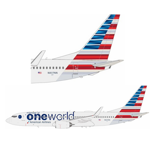 Inflight 200 Boeing 737-800 American Airlines Oneworld N837NN Scale 1/200 IF738AA0224