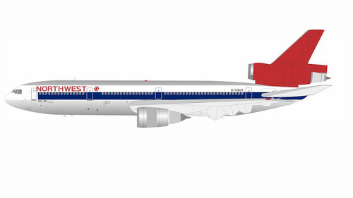 WB Models 1/200 McDonnell Douglas DC-10-40 Northwest Airlines N159US polished model aircraft with stand